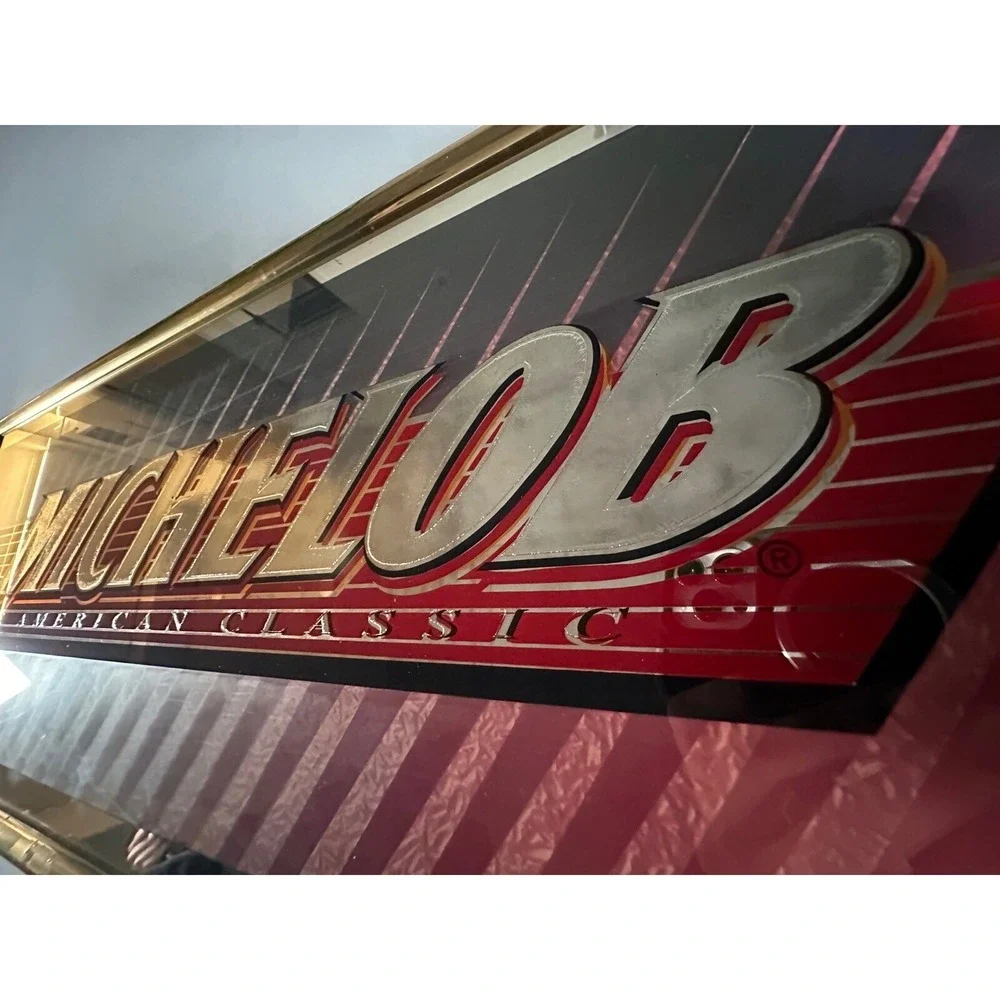 VTG Michelob‎ Beer Sign Mirror 33X13 Made in USA Bar Decor Man Cave 1995